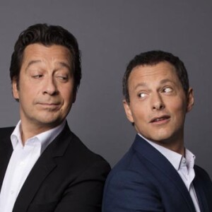 Marc-Olivier Fogiel et Laurent Gerra posent pour le prime time du 25 mai qui sera diffusé sur france 3.