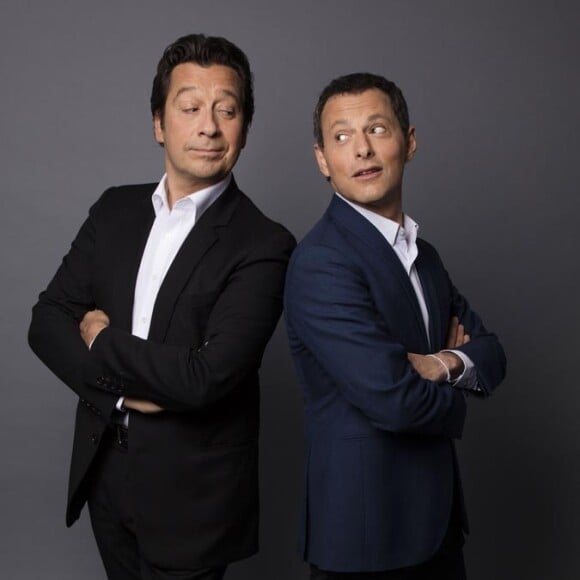 Marc-Olivier Fogiel et Laurent Gerra posent pour le prime time du 25 mai qui sera diffusé sur france 3.