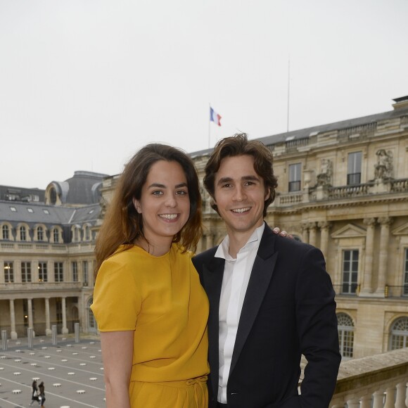 Anouchka Delon et son compagnon Julien Dereims - Cérémonie de remise des insignes de Chevalier de la Légion d'Honneur à Kenzo Takada par Laurent Fabius (président du Conseil constitutionnel) au Conseil constitutionnel à Paris, le 2 juin 2016. © Coadic Guirec/Bestimage