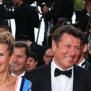 Laura Tenoudji et Christian Estrosi - Montée des marches du film "Everybody Knows" lors de la cérémonie d'ouverture du 71ème Festival International du Film de Cannes. Le 8 mai 2018