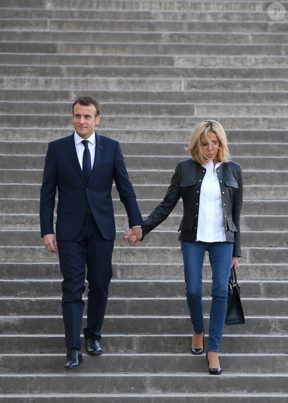 Le président de la République Emmanuel Macron et sa femme la Première Dame Brigitte Macron (Trogneux) arrivent au palais de Chaillot, à Paris, France, le 15 avril 2018. © Dominique Jacovides/Bestimage