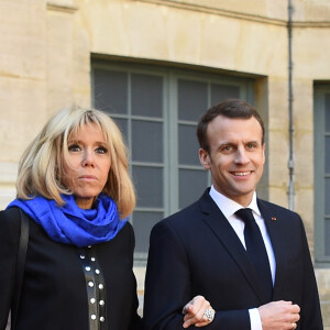 Le Président de la République Emmanuel Macron et sa femme la Première Dame Brigitte Macron (Trogneux) - Le Président de la République française, sa femme la Première Dame, le grand-duc et la grande-duchesse de Luxembourg à l'Académie française à Paris, France, la 20 mars 2018. © Christian Liewig/Pool/Bestimage