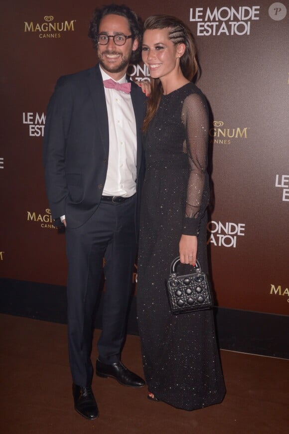 Thomas Hollande et sa compagne Emilie Broussouloux - Photocall de la soirée du film "Le monde est à toi" sur la plage Magnum lors du 71ème festival International de Cannes le 12 mai 2018.