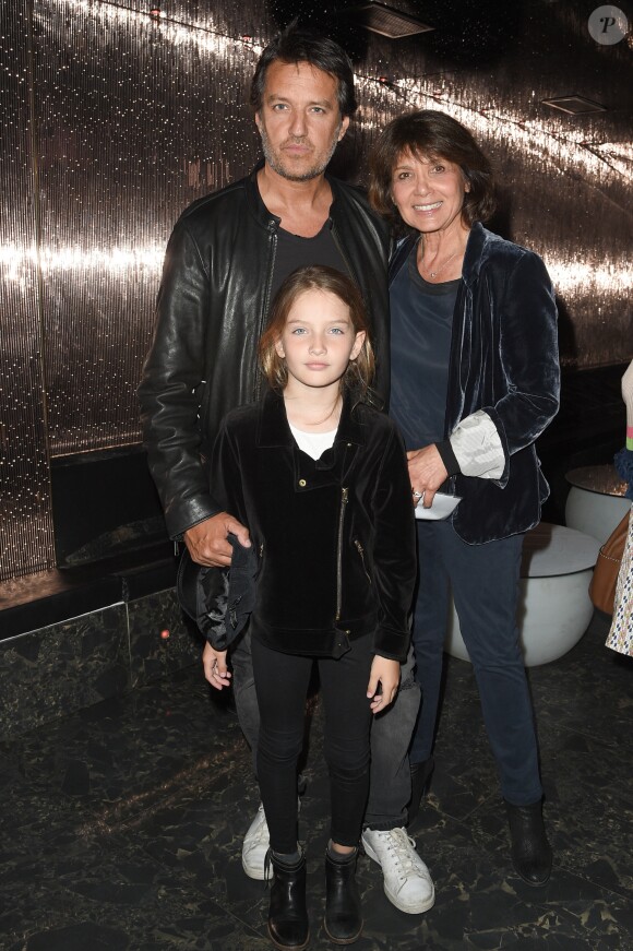 Exclusif - Samuel Torres (Brian du groupe Alliage) avec sa fille Lou et Stéphanie Fugain lors de la présentation en avant-première du nouveau film pour l'association Laurette Fugain au VIP Room. Paris, le 15 mai 2018. © Guirec Coadic/Bestimage