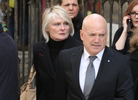 Louis Bodin et sa femme Claire Depeuille-Bodin - Obsèques de la navigatrice française Florence Arthaud en l'église Saint-Séverin à Paris, le 30 mars 2015.