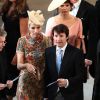 James Blunt et Sofia Wellesley arrivent à la chapelle St George pour le mariage du prince Harry et de Meghan Markle au château de Windsor, Royaume Uni, le 19 mai 2018.