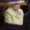 Une place est restée vacante devant la reine Elizabeth II lors du mariage du prince Harry et de Meghan Markle le 19 mai 2018 en la chapelle St George à Windsor.