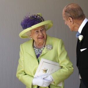 La reine Elizabeth II et le duc d'Edimbourg au mariage du prince Harry et de Meghan Markle le 19 mai 2018 à Windsor.