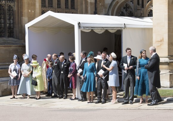 La famille royale britannique au mariage du prince Harry et de Meghan Markle le 19 mai 2018 à Windsor.