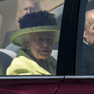 La reine Elizabeth II et le duc d'Edimbourg ont assisté au mariage du prince Harry et de Meghan Markle le 19 mai 2018 à Windsor.