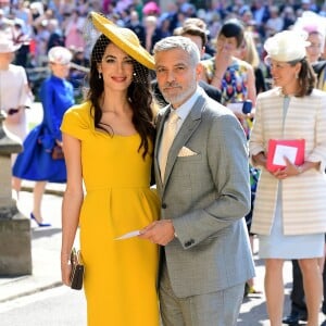 George Clooney et sa femme Amal - Les invités arrivent à la chapelle St. George pour le mariage du prince Harry et de Meghan Markle au château de Windsor, Royaume Uni, le 19 mai 2018.