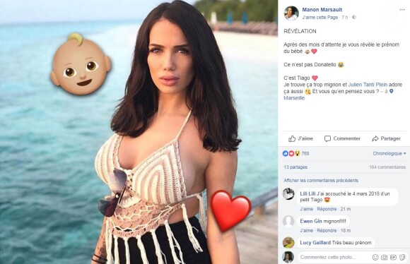 Manon Marsault dévoile le prénom de son fils
