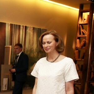 La première dame Brigitte Macron visite le palais des congrès et centre d'expositions Marina Gisich Gallery à Saint-Pétersbourg, Russie, le 25 mai 2018. © Dominique Jacovides/Bestimage