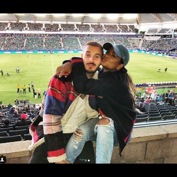 Christina Milian avec M. Pokora lors du match LA Galaxy-San José, à Los Angeles, le 25 mai 2018.