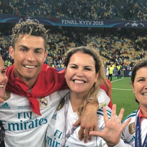 Cristiano Ronaldo en famille à Kiev pour la finale de la Champions League. Le 26 mai 2017.