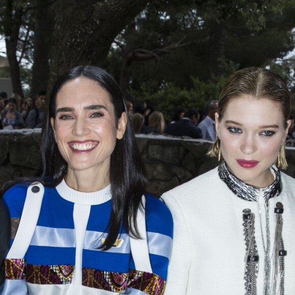 Justin Theroux, Jennifer Connelly, Léa Seydoux et Emma Stone - Front row au défilé de la collection croisière Louis Vuitton 2019 dans les jardins de la fondation d'art Maeght à Saint-Paul-De-Vence, France, le 28 mai 2018. © Olivier Borde/Bestimage