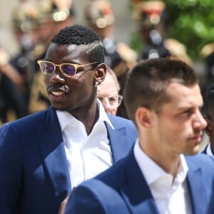 Kingsley Coman, Antoine Griezmann, Paul Pogba et Morgan Schneiderlin - François Hollande reçoit l'équipe de France de football après la défaite en finale de l'Euro contre le Portugal au Palais de l'Elysée à Paris le 11 juillet 2016. © Cyril Moreau/Bestimage