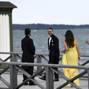 Exclusif - Le prince Carl Philip, la princesse Sofia, la princesse Victoria et le prince Daniel de Suède lors du mariage de Louise Gottlieb et Gustav Thott à Hölö au sud de Stockholm le 2 juin 2018.