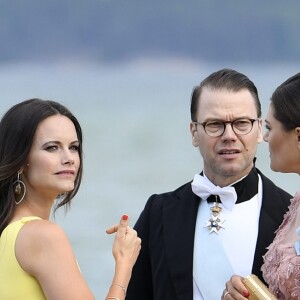 Exclusif - Le prince Carl Philip, la princesse Sofia, la princesse Victoria et le prince Daniel de Suède lors du mariage de Louise Gottlieb et Gustav Thott à Hölö au sud de Stockholm le 2 juin 2018.