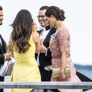 Exclusif - Le prince Carl Philip, la princesse Sofia, la princesse Victoria et le prince Daniel de Suède lors du mariage de Louise Gottlieb et Gustav Thott à Hölö au sud de Stockholm le 2 juin 2018.