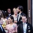 La princesse Victoria de Suède, Le prince Carl Philip de Suède Le prince Daniel de Suède, - La famille royale de Suède au Mariage de Louise Gottlieb à l'église Hölö à Stockholm en Suède. Le 2 juin 2018  Louise Gottlieb's wedding in Hölö church, Sweden, 2018-06-02 - Royal Family of Sweden02/06/2018 - Stockholm