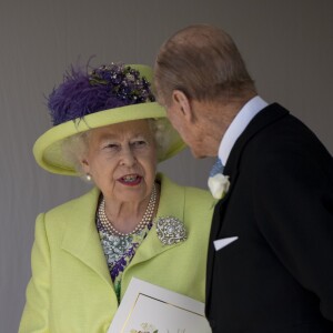 La reine Elisabeth II d'Angleterre et le prince Philip, duc d'Edimbourg - Les invités arrivent à la chapelle St. George pour le mariage du prince Harry et de Meghan Markle au château de Windsor, le 19 mai 2018.