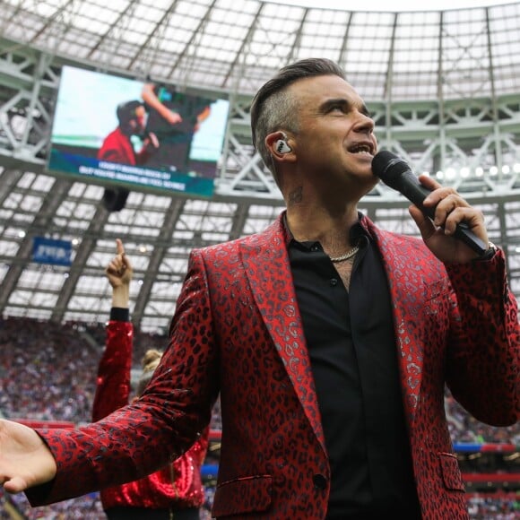 Robbie Williams - Cérémonie et match d'ouverture de la coupe du monde de football 2018 au Complexe olympique Loujniki à Moscou le 14 juin 2018.