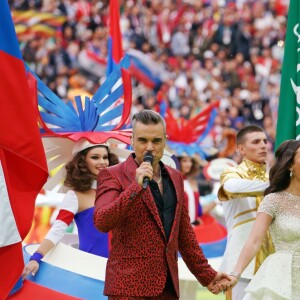 Robbie Williams - Cérémonie et match d'ouverture de la coupe du monde de football 2018 au Complexe olympique Loujniki à Moscou le 14 juin 2018.