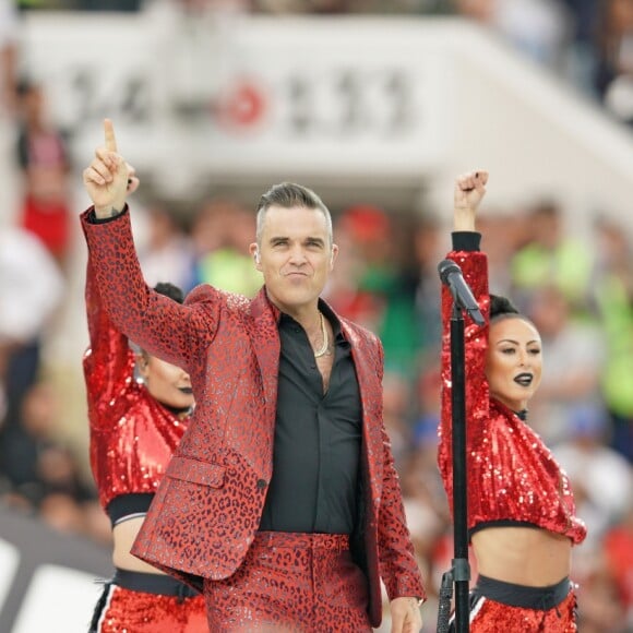 Robbie Williams - Cérémonie et match d'ouverture de la coupe du monde de football 2018 au Complexe olympique Loujniki à Moscou le 14 juin 2018.