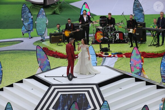 Robbie Williams - Cérémonie et match d'ouverture de la coupe du monde de football 2018 au Complexe olympique Loujniki à Moscou le 14 juin 2018.