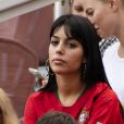 Georgina Rodriguez, la compagne de Cristiano Ronaldo, avec une amie dans les tribunes du match Portugal / Maroc lors de la Coupe du Monde de Football à Moscou. Le 20 juin 2018. © Pierre Perusseau / Bestimage