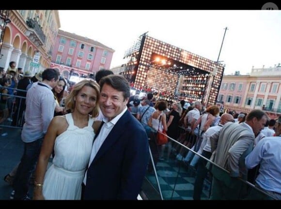 Laura Tenoudji et Christian Estrosi à la fête de la Musique, à Nice, le 21 juin 2018.