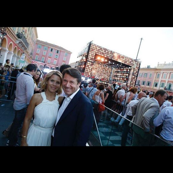 Laura Tenoudji et Christian Estrosi à la fête de la Musique, à Nice, le 21 juin 2018.