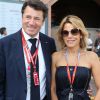 Christian Estrosi et sa femme Laura Tenoudji dans les paddocks lors du 76ème Grand Prix de Formule 1 de Monaco, le 26 mai 2018. © Olivier Huitel/Pool Monaco/Bestimage