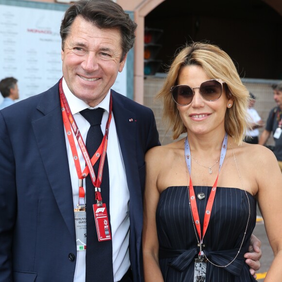 Christian Estrosi et sa femme Laura Tenoudji dans les paddocks lors du 76ème Grand Prix de Formule 1 de Monaco, le 26 mai 2018. © Olivier Huitel/Pool Monaco/Bestimage