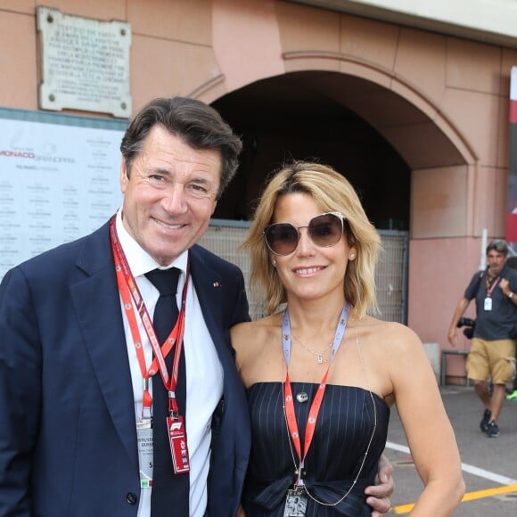 Christian Estrosi et sa femme Laura Tenoudji dans les paddocks lors du 76ème Grand Prix de Formule 1 de Monaco, le 26 mai 2018. © Olivier Huitel/Pool Monaco/Bestimage