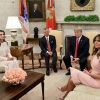 Le roi Abdallah de Jordanie et la reine Rania de Jordanie reçus par le président des Etats-Unis Donald Trump et sa femme Melania Trump à la Maison Blanche à Washington, le 25 juin 2018.
