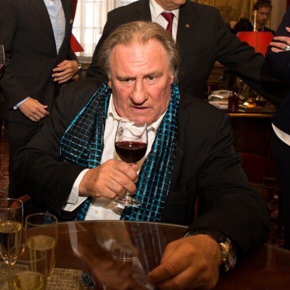 Gérard Depardieu lors d'une cérémonie à l'hôtel de Ville de Bruxelles, honorant sa carrière cinématographique, dans le cadre du Brussels International Film Festival de Bruxelles (BRIFF), le 25 juin 2018.