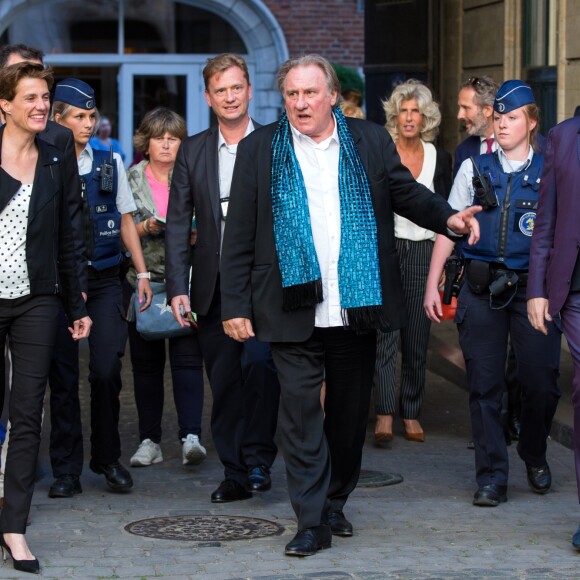 Gérard Depardieu lors d'une cérémonie à l'hôtel de Ville de Bruxelles, honorant sa carrière cinématographique, dans le cadre du Brussels International Film Festival de Bruxelles (BRIFF), le 25 juin 2018.