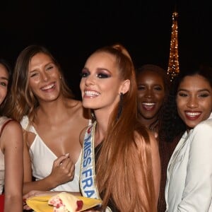 Laury Thilleman (Miss France 2011), Marine Lorphelin (Miss France 2013), Camille Cerf (Miss france 2015) et Maëva Coucke (Miss France 2018) - M. Coucke (Miss France 2018) fête son 24ème anniversaire à Paris le 27 juin 2018. © Veeren/Bestimage