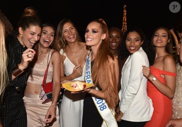 Laury Thilleman (Miss France 2011), Marine Lorphelin (Miss France 2013), Camille Cerf (Miss france 2015) et Maëva Coucke (Miss France 2018) - M. Coucke (Miss France 2018) fête son 24ème anniversaire à Paris le 27 juin 2018. © Veeren/Bestimage