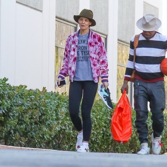 Exclusif -  Katie Holmes et son compagnon Jamie Foxx sont allés jouer au basket en amoureux le jour de la St Valentin à Los Angeles, le 14 février 2018