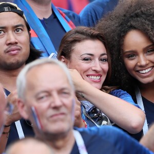 Rachel Legrain-Trapani, Miss France 2007 et Alicia Aylies, miss France 2017 - Célébrités dans les tribunes opposant la France à l'Argentine lors des 8ème de finale de la Coupe du monde à Kazan en Russie le 30 juin 2018 © Cyril Moreau/Bestimage  Celebrities in the stands between France and Argentina in the 8th finals of the World Cup in Kazan, Russia on June 30, 201830/06/2018 - Kazan