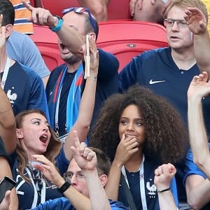 Rachel Legrain-Trapani, Miss France 2007 et Alicia Aylies, miss France 2017 - Célébrités dans les tribunes opposant la France à l'Argentine lors des 8ème de finale de la Coupe du monde à Kazan en Russie le 30 juin 2018 © Cyril Moreau/Bestimage  Celebrities in the stands between France and Argentina in the 8th finals of the World Cup in Kazan, Russia on June 30, 201830/06/2018 - Kazan