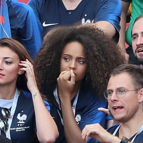 Rachel Legrain-Trapani, Miss France 2007 et Alicia Aylies, miss France 2017 - Célébrités dans les tribunes opposant la France à l'Argentine lors des 8ème de finale de la Coupe du monde à Kazan en Russie le 30 juin 2018 © Cyril Moreau/Bestimage  Celebrities in the stands between France and Argentina in the 8th finals of the World Cup in Kazan, Russia on June 30, 201830/06/2018 - Kazan