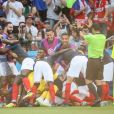 La joie des joueurs de l'équipe de France après leur victoire contre l'Argentine en 8e de finale de la Coupe du monde à Kazan en Russie le 30 juin 2018 © Cyril Moreau/Bestimage