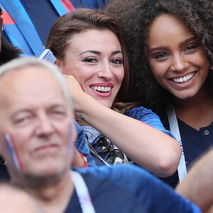 Rachel Legrain-Trapani, Miss France 2007 et Alicia Aylies, miss France 2017 - Célébrités dans les tribunes opposant la France à l'Argentine lors des 8ème de finale de la Coupe du monde à Kazan en Russie, le 30 juin 2018. © Cyril Moreau/Bestimage  Celebrities in the stands between France and Argentina in the 8th finals of the World Cup in Kazan, Russia, June 30, 2018.30/06/2018 - Moscou