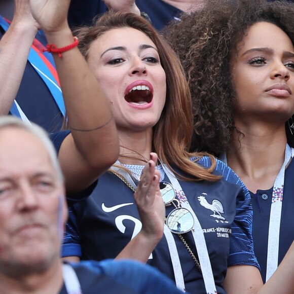 Rachel Legrain-Trapani, Miss France 2007 et Alicia Aylies, miss France 2017 - Célébrités dans les tribunes opposant la France à l'Argentine lors des 8ème de finale de la Coupe du monde à Kazan en Russie, le 30 juin 2018. © Cyril Moreau/Bestimage  Celebrities in the stands between France and Argentina in the 8th finals of the World Cup in Kazan, Russia, June 30, 2018.30/06/2018 - Moscou