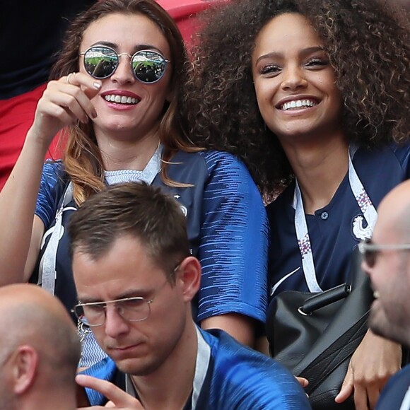 Rachel Legrain-Trapani, Miss France 2007 et Alicia Aylies, miss France 2017 - Célébrités dans les tribunes opposant la France à l'Argentine lors des 8ème de finale de la Coupe du monde à Kazan en Russie le 30 juin 2018 © Cyril Moreau/Bestimage  Celebrities in the stands between France and Argentina in the 8th finals of the World Cup in Kazan, Russia on June 30, 201830/06/2018 - Kazan