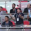 Diego Maradona et sa compagne Rocio Oliva lors de France-Argentine en 8e de finale de la Coupe du monde le 30 juin 2018 à Kazan en Russie.